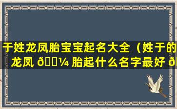 于姓龙凤胎宝宝起名大全（姓于的龙凤 🐼 胎起什么名字最好 🦢 ）